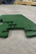 110 lb green suitcase front weight for John Deere
Close-up view of R116262 replacement tractor weight
Angled image of John Deere compatible suitcase weight
Mounted example of 110 lb tractor front weight
Side profile of green cast iron suitcase weight
