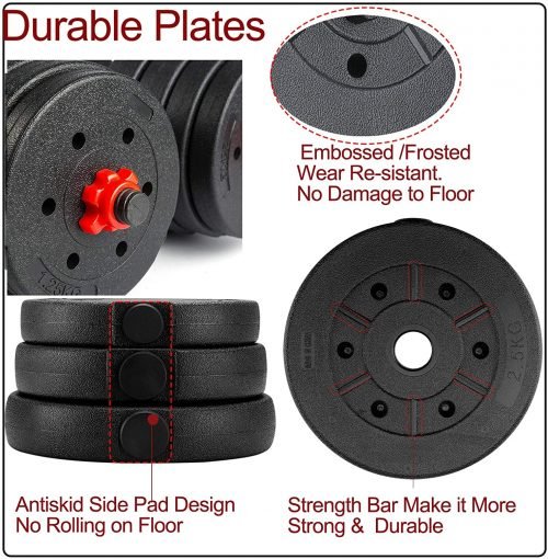 110 LB adjustable dumbbell and barbell set for home gym use

dumbbell and barbell combo set with connecting rod

adjustable workout weights with spinlock safety collars

home strength training weight set full body equipment

solid dumbbell bar with shock-resistant weight plates