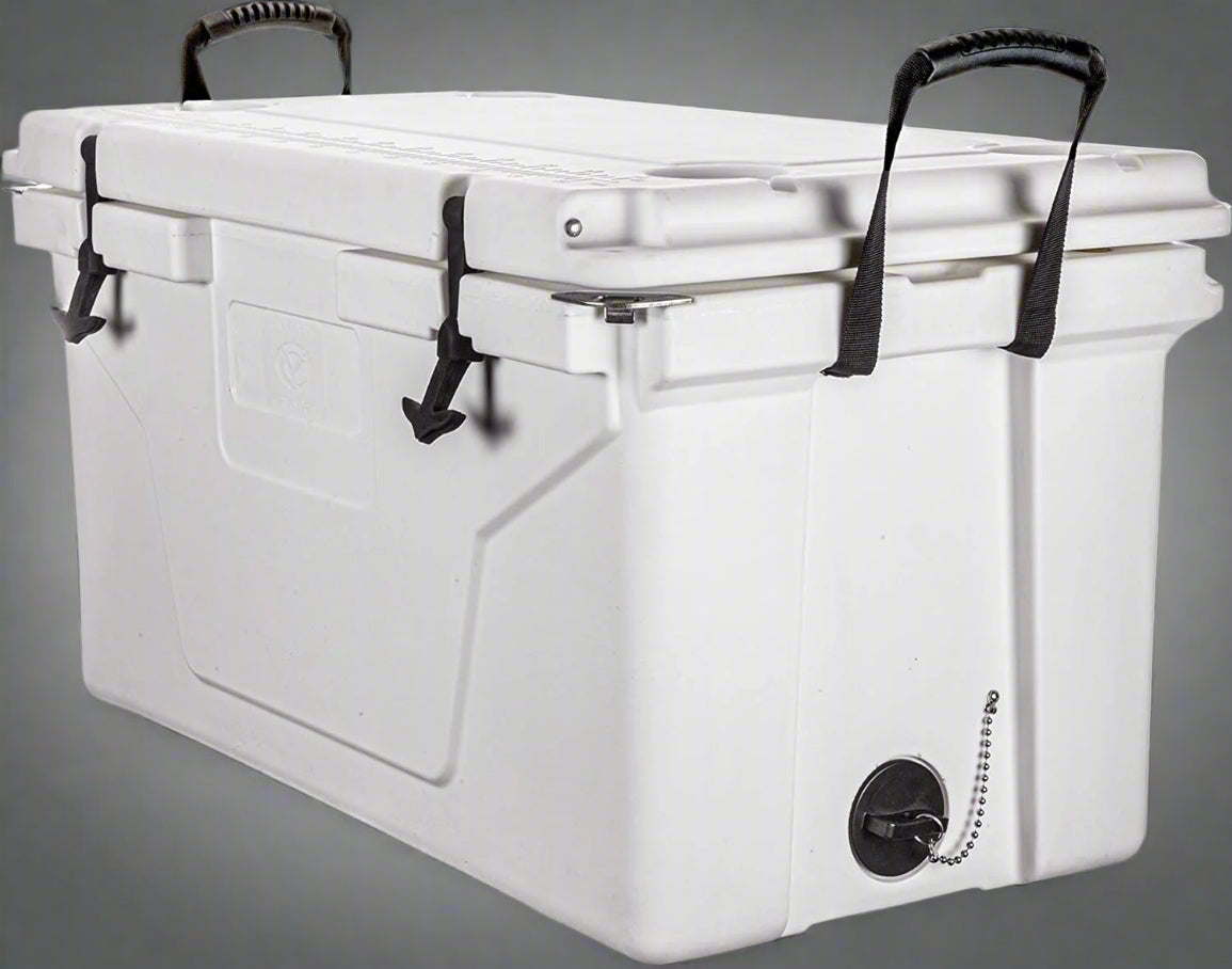 Spacious 110-quart cooler interior with thick insulation and durable hinges