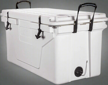 Spacious 110-quart cooler interior with thick insulation and durable hinges