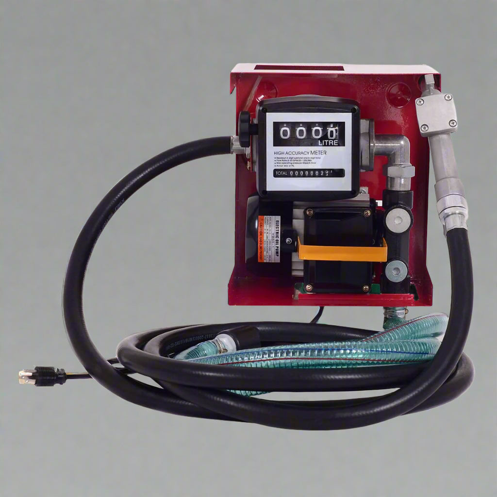 FP60 Diesel Fuel Transfer Pump – 110V Cast Iron with Digital Meter
Complete Diesel Pump Kit with Hose, Nozzle & Liter Meter
High Flow 60L/Min Diesel Pump – Model FP60 with Accessories