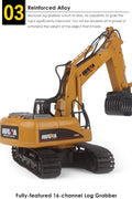 RC demolition grapple excavator with 16-channel remote control
1:14 scale yellow remote control construction vehicle
Functional toy excavator with 680-degree rotating cab
STEM learning RC excavator toy for kids and adults