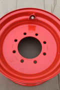 Red steel skid steer rim 9.75x16.5
8-lug Bobcat compatible wheel
Skid steer wheel for 12x16.5 tire
Red 16.5" rim for construction equipment
Heavy-duty skid steer wheel close-up