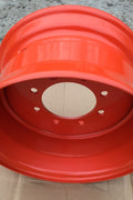 Red steel skid steer rim 9.75x16.5
8-lug Bobcat compatible wheel
Skid steer wheel for 12x16.5 tire
Red 16.5" rim for construction equipment
Heavy-duty skid steer wheel close-up