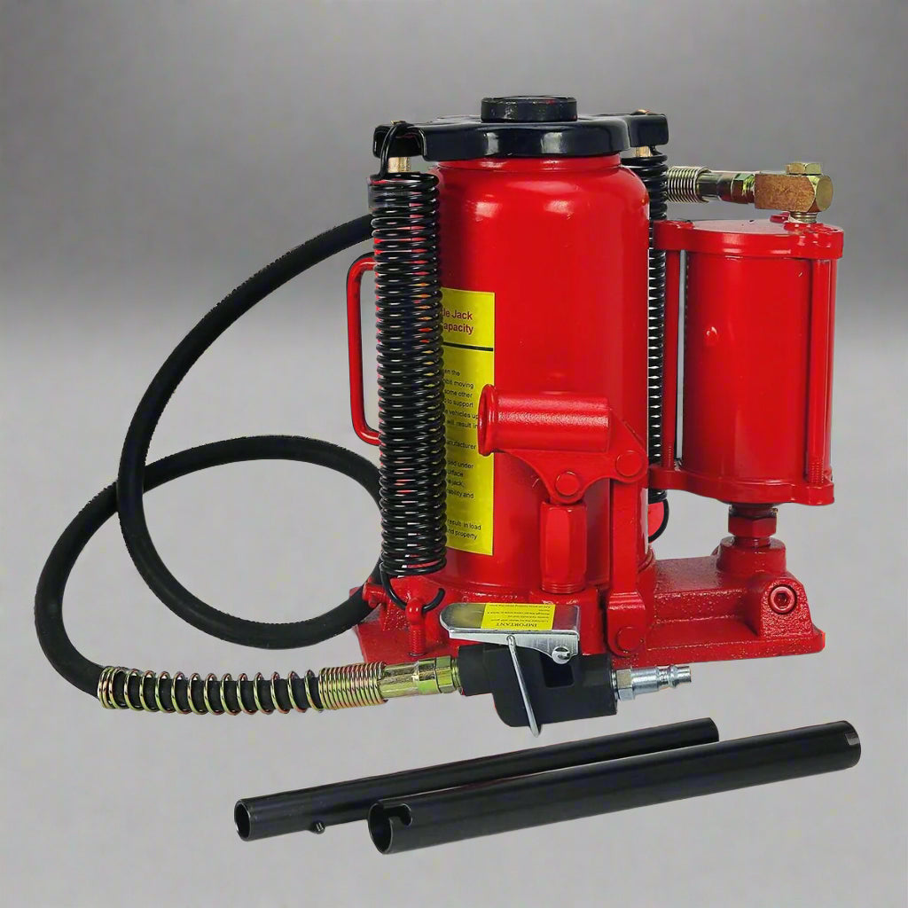 20 Ton Red Air Hydraulic Bottle Jack with Air Hose
