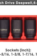 5-Piece 1/2" Deep Drive Axle Nut Socket Set in Red Case – Top View

Heavy-Duty Impact Sockets with Storage Case

Close-Up of 1/2” Drive Axle Nut Sockets

Impact-Ready Chrome Molybdenum Socket Set for Trucks

Deep Drive Socket Kit for Axle Nut Applications