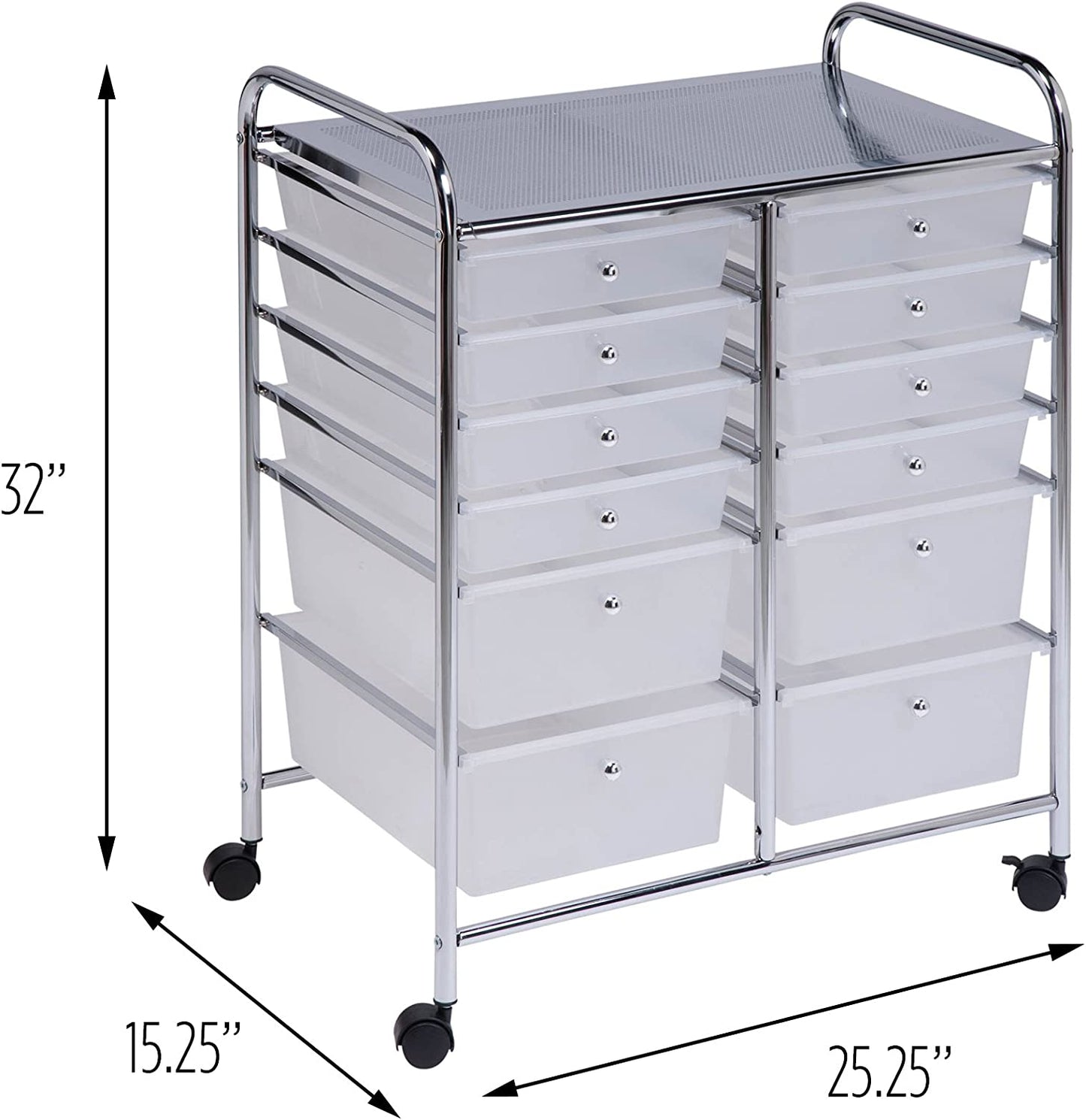 New 12 - Drawer Rolling Plastic Storage Cart – Mobile Organizer with Durable Drawers for Home & Office S3109 - with | Sold by Uncle Wiener's Wholesale