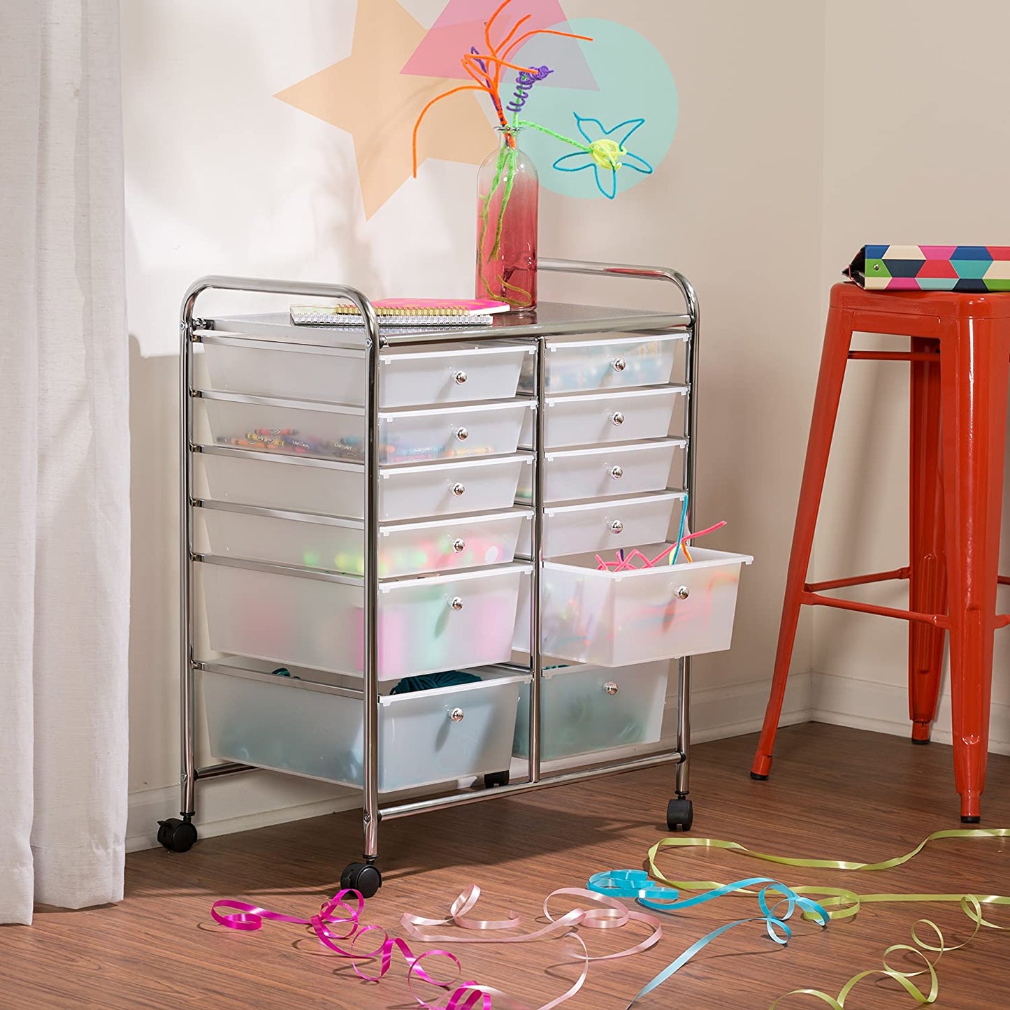 New 12 - Drawer Rolling Plastic Storage Cart – Mobile Organizer with Durable Drawers for Home & Office S3109 - with | Sold by Uncle Wiener's Wholesale