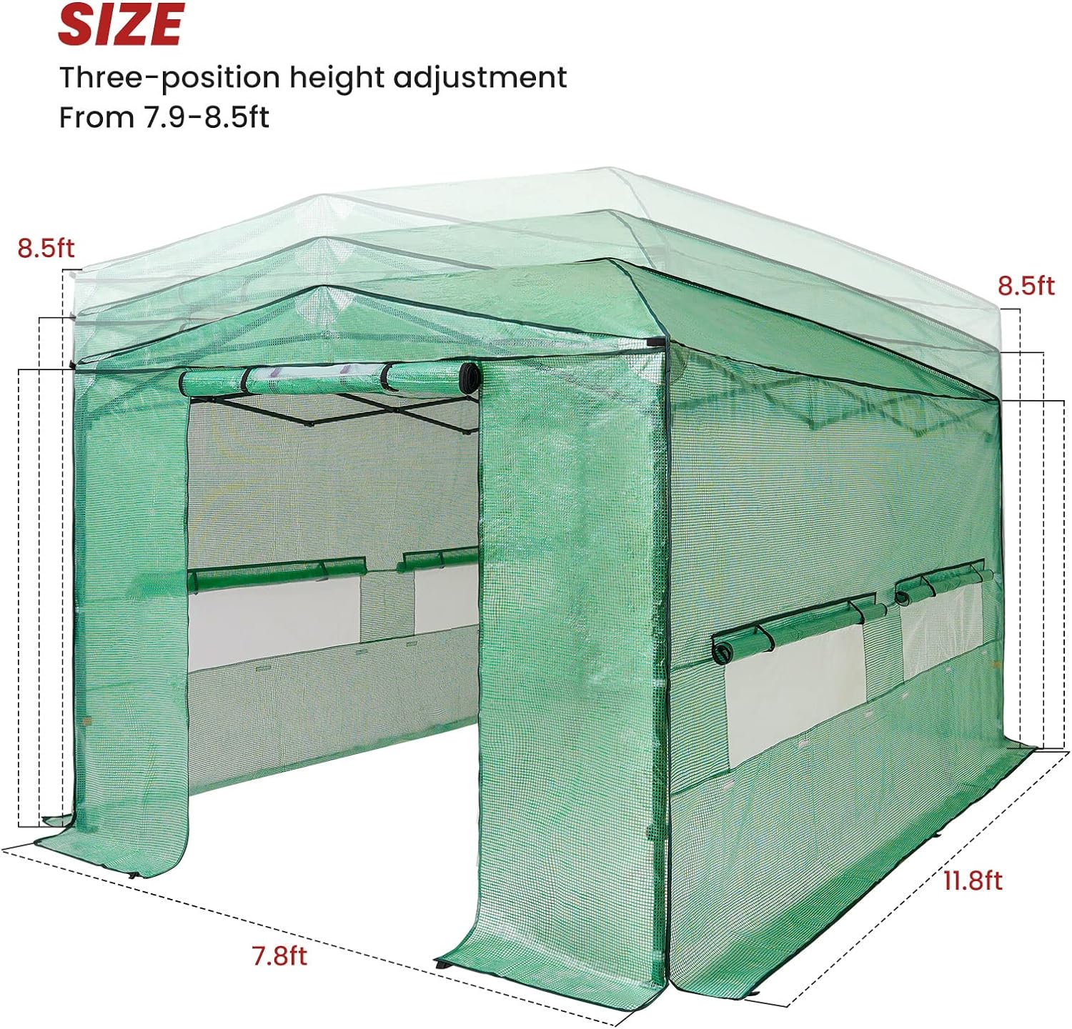 "12x8 FT Pop-Up Outdoor Greenhouse with PE Cover"

"Large Outdoor Gardening Tent 12x8 FT with Roll-Up Doors"

"Heavy-Duty Waterproof Greenhouse for Plants 12x8 FT"

"UV-Protected Portable Greenhouse Tent for Vegetables"

"12 FT x 8 FT Outdoor Greenhouse with Metal Frame and Zipper Door"