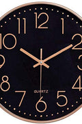 New 12 - Inch Silent Wall Clock with Arabic Numbers – Quartz Movement, Black & White or Black & Gold - with BLACK & WHITE | Sold by Uncle Wiener's Wholesale