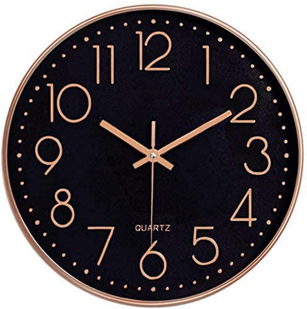 New 12 - Inch Silent Wall Clock with Arabic Numbers – Quartz Movement, Black & White or Black & Gold - with BLACK & WHITE | Sold by Uncle Wiener's Wholesale