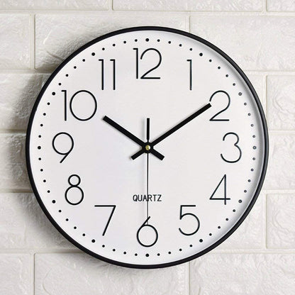 New 12 - Inch Silent Wall Clock with Arabic Numbers – Quartz Movement, Black & White or Black & Gold - with BLACK & WHITE | Sold by Uncle Wiener's Wholesale