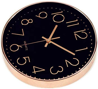 New 12 - Inch Silent Wall Clock with Arabic Numbers – Quartz Movement, Black & White or Black & Gold - with BLACK & WHITE | Sold by Uncle Wiener's Wholesale