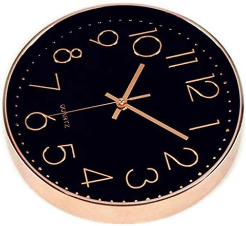 New 12 - Inch Silent Wall Clock with Arabic Numbers – Quartz Movement, Black & White or Black & Gold - with BLACK & WHITE | Sold by Uncle Wiener's Wholesale