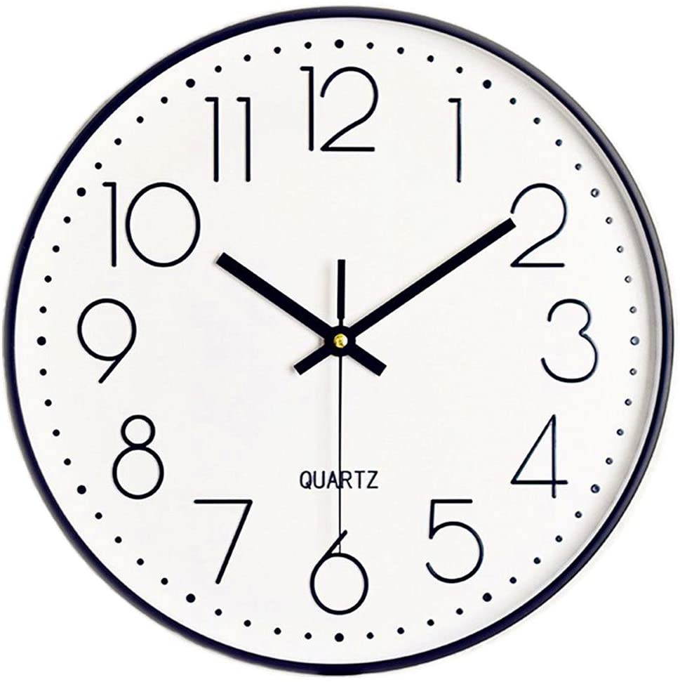 New 12 - Inch Silent Wall Clock with Arabic Numbers – Quartz Movement, Black & White or Black & Gold - with BLACK & WHITE | Sold by Uncle Wiener's Wholesale