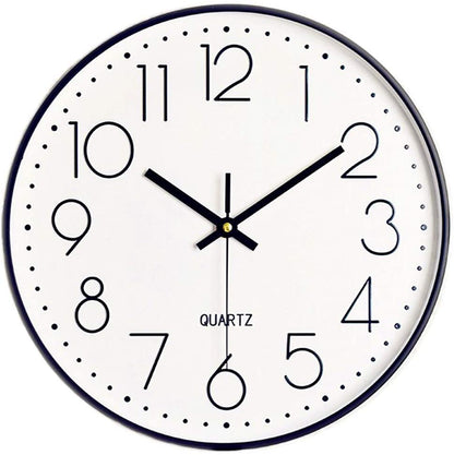 New 12 - Inch Silent Wall Clock with Arabic Numbers – Quartz Movement, Black & White or Black & Gold - with BLACK & WHITE | Sold by Uncle Wiener's Wholesale