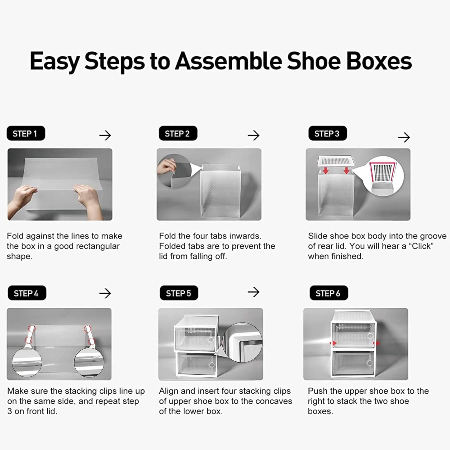 NEW 12 PACK STACKABLE SHOE STORAGE BOX - with | Sold by Uncle Wiener's Wholesale