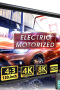 120 Inch Motorized Projector Screen – Remote Control Retractable Projection Display for Indoor & Outdoor Use (Model 599010)