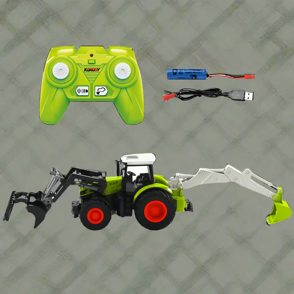 "1:24 Scale Remote Control Tractor Loader Toy for Kids"

"6-Channel RC Tractor Farm Toy with Realistic Design"

"Rechargeable Remote Control Tractor and Wagon Set"

"Durable 1:24 Scale RC Farm Truck Vehicles"

"Set of 1:24 Remote Control Farm Trucks for Kids"