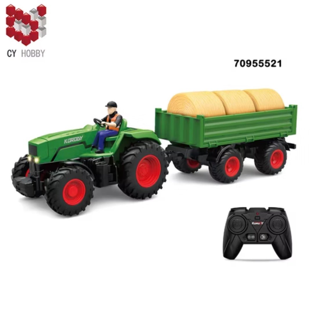 1:24 Scale RC Farm Tractor with Trailer – Side View
Green Remote Control Tractor – Controller and Vehicle Set
Remote Control Farm Vehicle Toy – Unboxed Set
Kids RC Farm Tractor with Lights – Playtime Setup
RC Tractor with Detachable Trailer – Charging Cable Included
