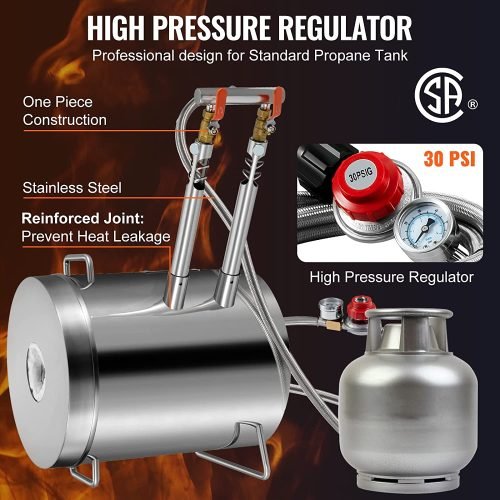 "12KG dual burner propane smelting furnace with accessories"

"Metal melting furnace kit with tongs and graphite crucible"

"Side view of propane furnace for aluminum and gold melting"

"Dual burner stainless steel smelter with open lid"

"Complete DIY metal melting setup with regulator and hose"