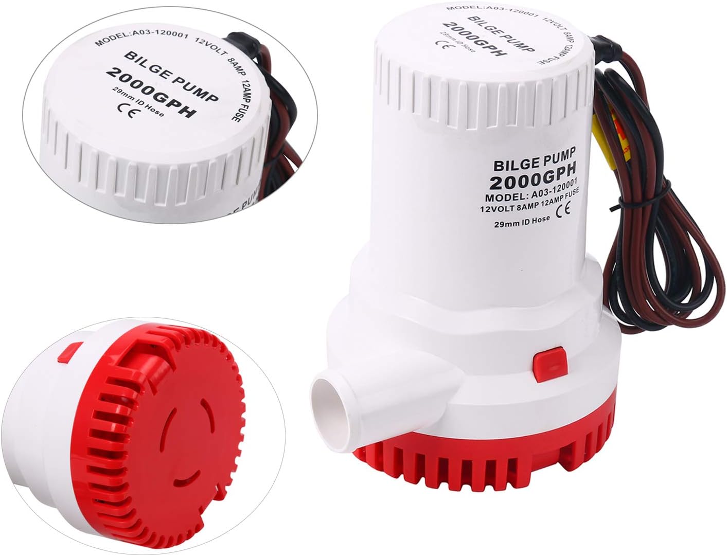 New 12V 2000 GPH Submersible Bilge Pump – Marine Electric Water Pump for Boats S1203 - with | Sold by Uncle Wiener's Wholesale