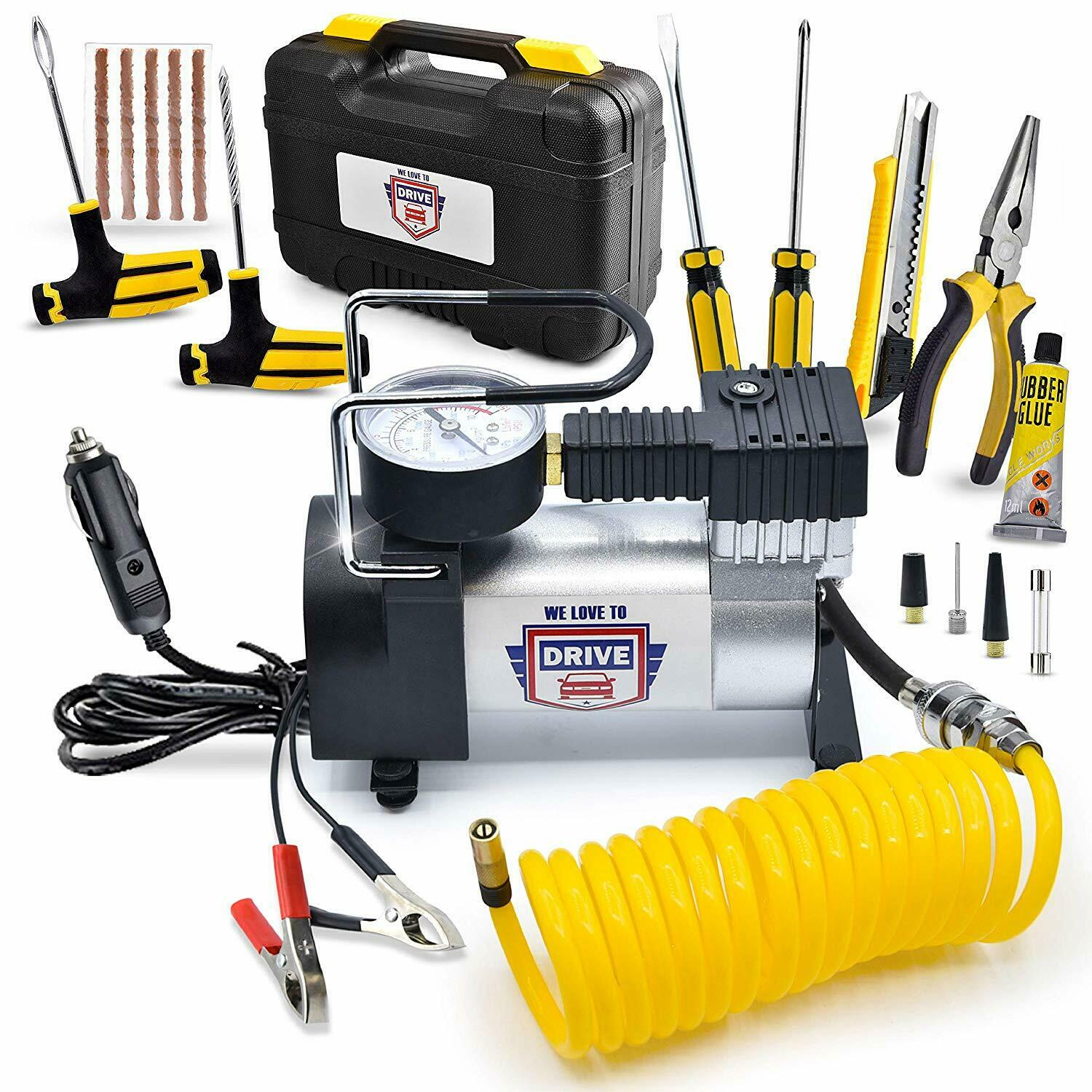 NEW 12V Air Compressor Safety Kit Tire Repair 316ACK - with | Sold by Uncle Wiener's Wholesale