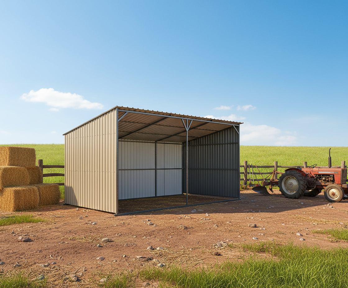 New 12x20 Ft Metal Cattle Shelter with Wood Frame – Durable Livestock Shed MS1220L - with | Sold by Uncle Wiener's Wholesale