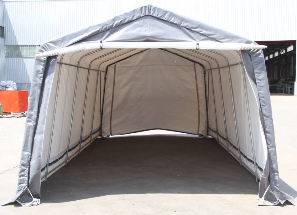 Heavy-Duty Outdoor Storage Shelter – Covered Side Angle