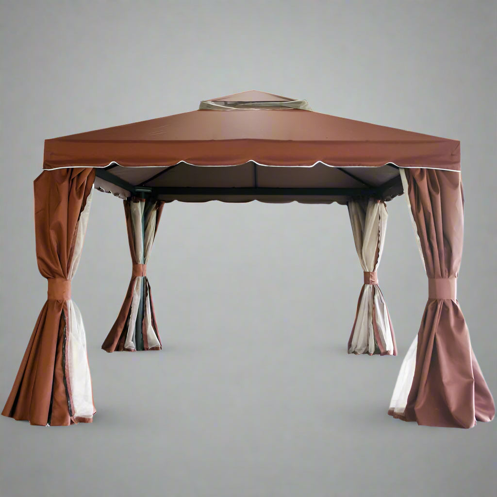 "Fully Enclosed 13x10 Pop-Up Gazebo Tent with Brown Curtains"

"Rust-Resistant Aluminum Frame Gazebo for Outdoor Events"

"Brown Outdoor Gazebo with Zip Netting and Side Curtains"

"13x10 Foot Weatherproof Backyard Party Tent"

"Portable Gazebo with Full Enclosure for Garden and Patio"