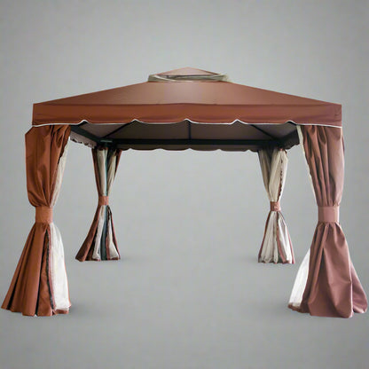 "Fully Enclosed 13x10 Pop-Up Gazebo Tent with Brown Curtains"

"Rust-Resistant Aluminum Frame Gazebo for Outdoor Events"

"Brown Outdoor Gazebo with Zip Netting and Side Curtains"

"13x10 Foot Weatherproof Backyard Party Tent"

"Portable Gazebo with Full Enclosure for Garden and Patio"