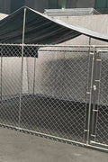 "13x13 chain link dog kennel with roof cover outdoor enclosure"

"Heavy-duty steel dog kennel for backyard with UV cover"

"Spacious outdoor pet run with secure chain link fencing"