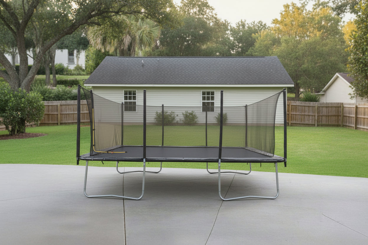 13x18 ft Rectangular Trampoline with Galvanized Steel Frame and Safety Net ��� Heavy-Duty Outdoo
