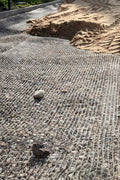 BX131X164 biaxial geogrid roll for soil reinforcement
Geogrid mesh for road base construction
Heavy-duty bidirectional geogrid unrolled on gravel
Close-up of high-tensile geogrid fabric