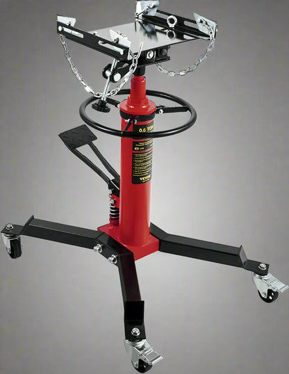 “1320 lb 2-stage telescopic hydraulic transmission jack in red”

“Heavy-duty red garage jack with swivel casters and saddle arms”

“Hydraulic lift transmission jack with adjustable tilt arms”