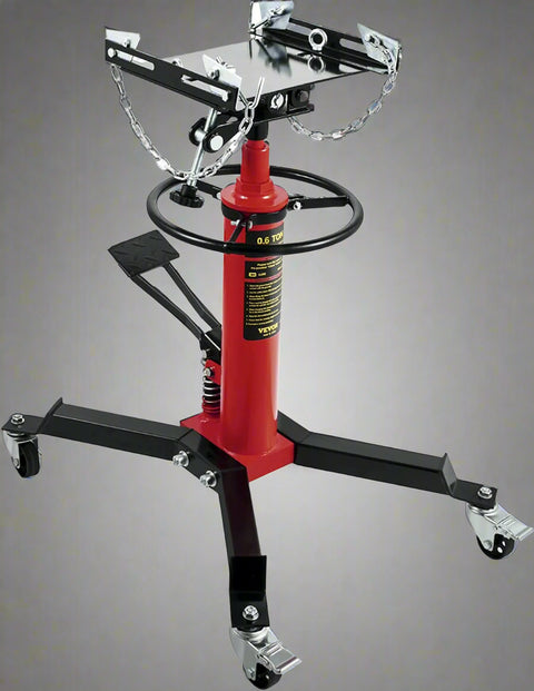 “1320 lb 2-stage telescopic hydraulic transmission jack in red”

“Heavy-duty red garage jack with swivel casters and saddle arms”

“Hydraulic lift transmission jack with adjustable tilt arms”