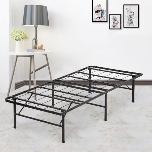 Heavy-duty steel platform bed frame without box spring