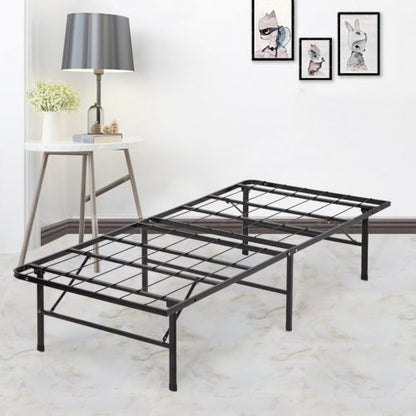 Heavy-duty steel platform bed frame without box spring