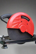 Red and black heavy-duty steel cutting saw with ergonomic handle
