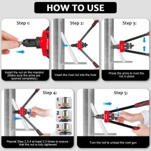 New 14 - Inch Rivet Nut Tool Kit with 7 Mandrels & 70 Rivet Nuts – SAE & Metric Sizes with Carry Case – 929RN - with | Sold by Uncle Wiener's Wholesale