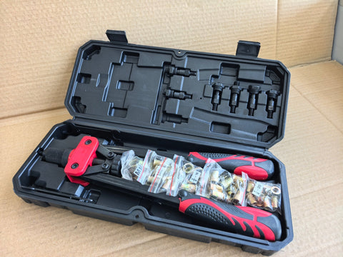 New 14 - Inch Rivet Nut Tool Kit with 7 Mandrels & 70 Rivet Nuts – SAE & Metric Sizes with Carry Case – 929RN - with | Sold by Uncle Wiener's Wholesale