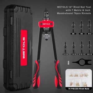 New 14 - Inch Rivet Nut Tool Kit with 7 Mandrels & 70 Rivet Nuts – SAE & Metric Sizes with Carry Case – 929RN - with | Sold by Uncle Wiener's Wholesale