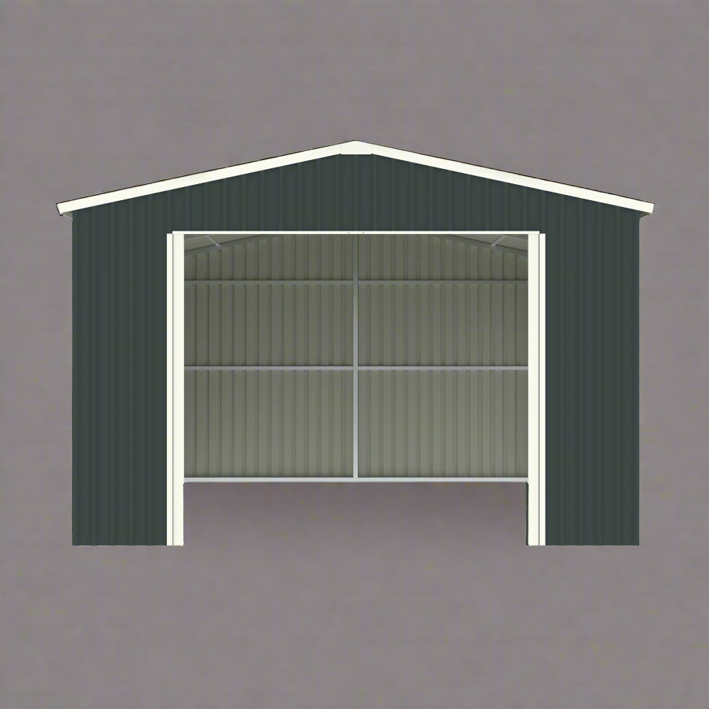 Front view of 14x19 FT metal garage carport

Outdoor metal car shelter with roll-up door

Weatherproof single-vehicle garage structure
