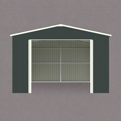 Front view of 14x19 FT metal garage carport

Outdoor metal car shelter with roll-up door

Weatherproof single-vehicle garage structure