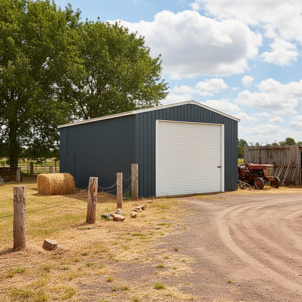 Front view of 14x19 FT metal garage carport

Outdoor metal car shelter with roll-up door

Weatherproof single-vehicle garage structure
