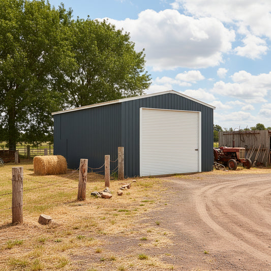 Front view of 14x19 FT metal garage carport

Outdoor metal car shelter with roll-up door

Weatherproof single-vehicle garage structure