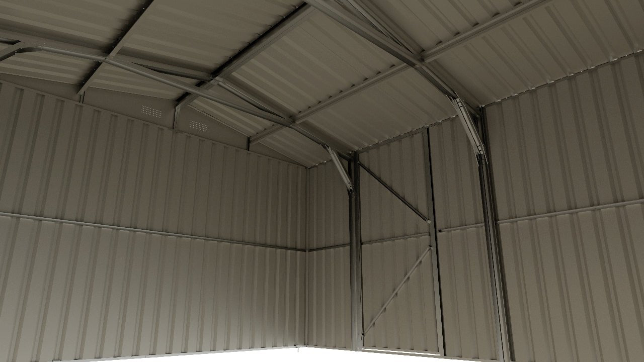 14x27 FT Metal Garage Shed with Double Doors

Spacious Heavy-Duty Garden Storage Shed G1427

Outdoor Metal Garage for Vehicle and Tool Storage

Front View of 14x27 FT Steel Garage Shed

Inside Look of Spacious Metal Garage Building