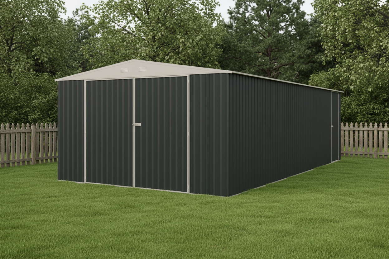 14x27 FT Metal Garage Shed with Double Doors

Spacious Heavy-Duty Garden Storage Shed G1427

Outdoor Metal Garage for Vehicle and Tool Storage

Front View of 14x27 FT Steel Garage Shed

Inside Look of Spacious Metal Garage Building
