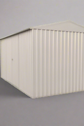 “14x8 ft metal garden shed in dark gray with double doors”

“Interior of steel garage shed with sloped roof and vents”

“White metal shed model – 14 x 8 ft backyard setup”

“Galvanized steel panels and door handles – close-up”
