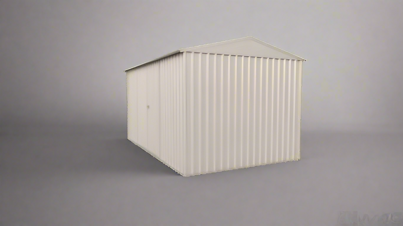 “14x8 ft metal garden shed in dark gray with double doors”

“Interior of steel garage shed with sloped roof and vents”

“White metal shed model – 14 x 8 ft backyard setup”

“Galvanized steel panels and door handles – close-up”